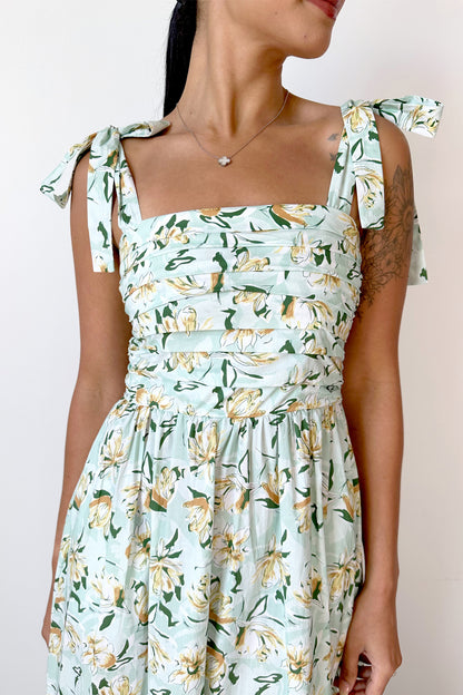 Deloris Maxi Dress - Green Floral Print